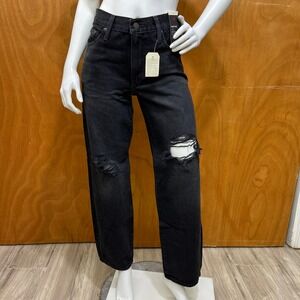 Levi's Premium Baggy Dad Women's Black Distressed Mid Rise Jeans W25 L30